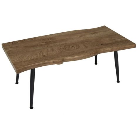 The Home Deco Factory – Table basse fixe Forest noir – Dimensions L. 100 x P. 49 x H. 38 cm – Composition fer, MDF, polypropylène – Style chalet vintage