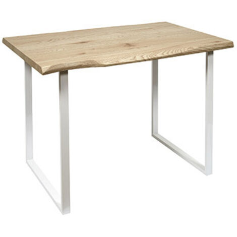 The Home Deco Factory – Table de salle à manger blanche 110x75x75,5 cm – Plateau en MDF et pieds en métal – 4 places – Design naturel et esthétique