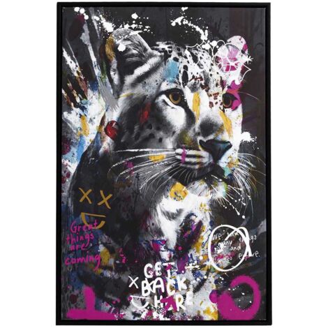 The Home Deco Factory – Tableau décoratif guépard coloré 60 x 90 cm – Matériau polystyrène – Style pop art moderne pour décoration originale