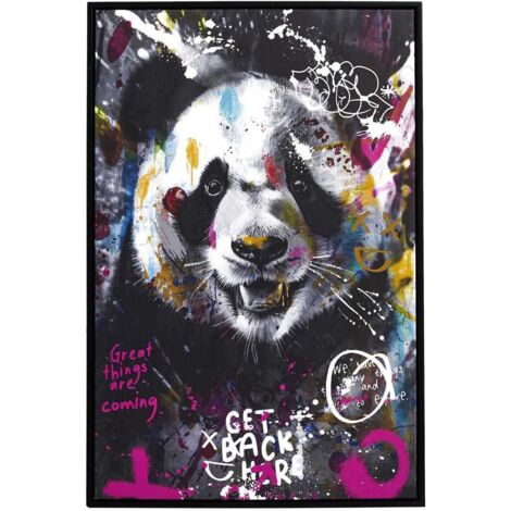 The Home Deco Factory – Tableau panda coloré 60x90 cm – Multicolore – Matériau polystyrène – Décoration murale street art audacieuse