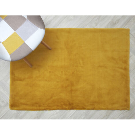 The Home Deco Factory – Tapis shaggy imitation fourrure moutarde 120x170cm – Ultra-doux et facile à entretenir – Résistant et durable pour salon moderne