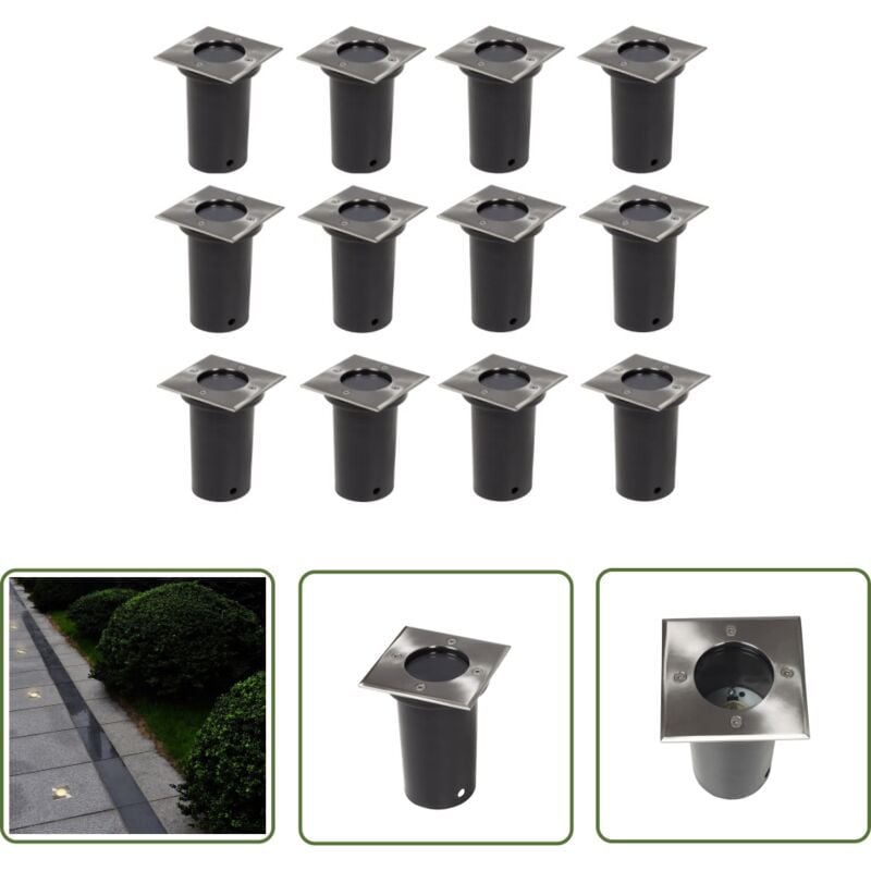 12 pcs Lampes encastrables au sol d'extérieur Carré - Lampe De Jardin - Éclairage Extérieur - Spot Lumineux - Luminaire Extérieur - Lampadaire - The