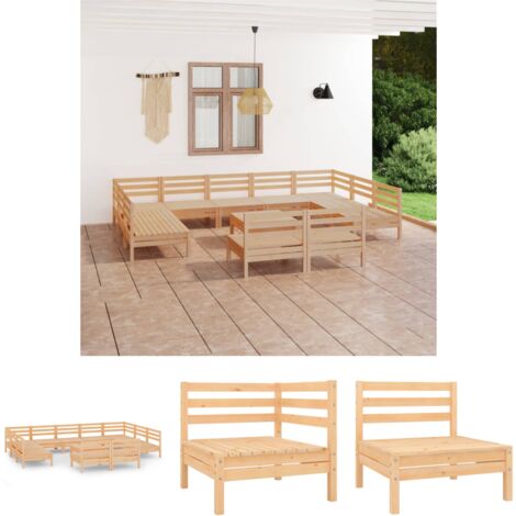 The Living Store - 12-tlg. Garten-Lounge-Set Massivholz Kiefer