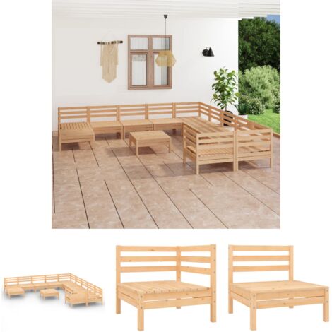 The Living Store -  12-tlg. Garten-Lounge-Set Massivholz Kiefer