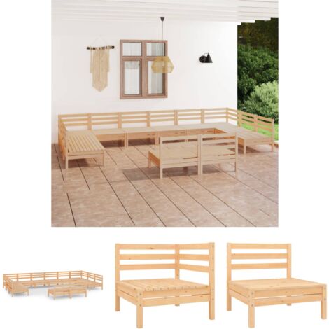 The Living Store - 12-tlg. Garten-Lounge-Set Massivholz Kiefer