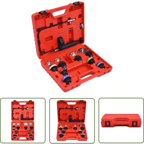The Living Store 14-tlg. Druckprüfgerät für Kühlsysteme & Kühlerdeckel - Kühlerdrucksensor - Kühlsystemprüfung - Leckortung - Kühldrucksystem - Autowerkstatt