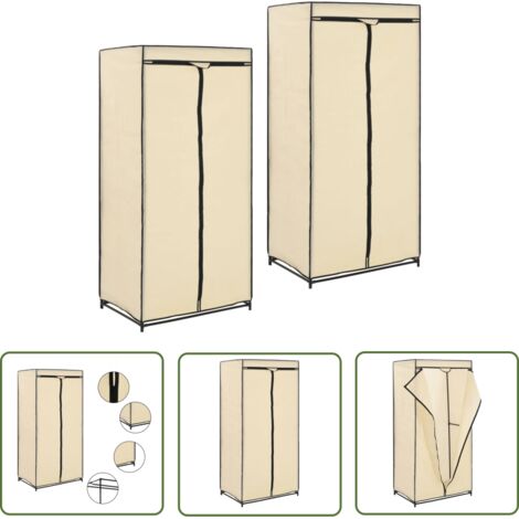 The Living Store 2 pcs Garde-robes Crème 75x50x160 cm - Armoire - Meuble De Rangement - Placard - Penderie - Dressing
