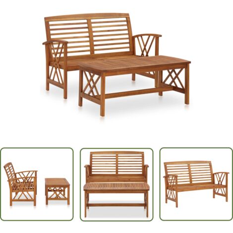 The Living Store 2-tlg. Garten-Lounge-Set Massivholz Akazie - Gartenmöbel - Lounge Set - Esszimmergarnitur - Outdoor Furniture - Holzmöbel