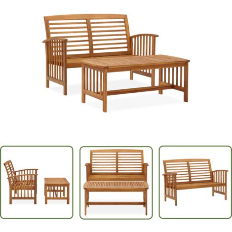 The Living Store 2-tlg. Garten-Lounge-Set Massivholz Akazie - Gartensofa - Lounge Set - Holz Gartenmöbel - Akazienholz - Outdoor Furniture