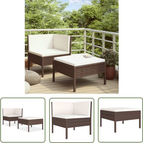 The Living Store 2-tlg. Garten-Lounge-Set mit Auflagen Poly Rattan Braun - Gartenloungesessel - Outdoor-Loungeset - Gartenmöbeln - Rattan Sessel - Balkonmöbel