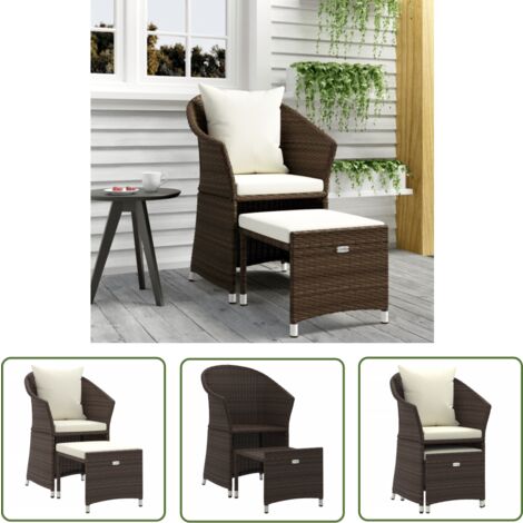 The Living Store 2-tlg. Garten-Lounge-Set mit Kissen Braun Poly Rattan - Garten Lounge Set - Outdoor Möbel - Rattan Sessel - Loungeset - Gartenstuhl