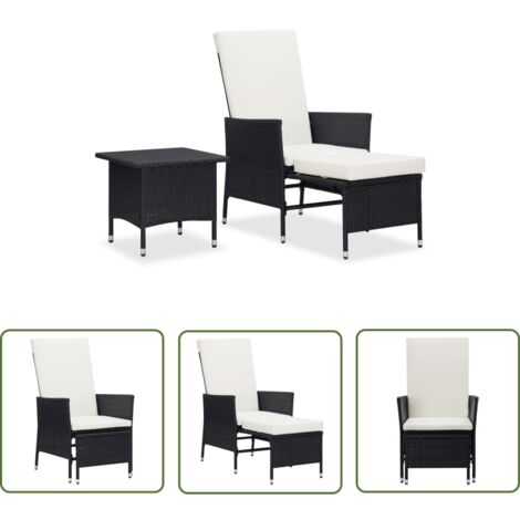 The Living Store 2-tlg. Garten-Lounge-Set mit Kissen Poly Rattan Schwarz - Gartensessel - Lounge Möbel - Gartenmöbel Set - Outdoor Möbel - Rattan Gartenstuhl