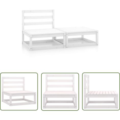 The Living Store 2-tlg. Garten-Lounge-Set Weiß Kiefer Massivholz - Gartenzubehör - Gartenmöbel - Loungemöbel - Gartenloungeset - Holz Lounge Set