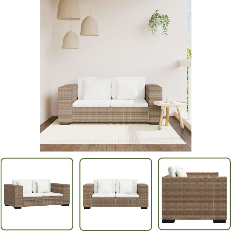 The Living Store - Ensemble de canapé 2 places 7 pièces Rotin véritable - Canapé Rotin - Canapé 2 Places - Meubles Salon - Mobilier Intérieur