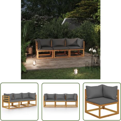 The Living Store 3-Sitzer-Gartensofa mit Auflage Akazie Massivholz - Holzgartenmöbel - Outdoor Möbel - Gartenlounge - Esszimmerset - Terrassenmöbeln