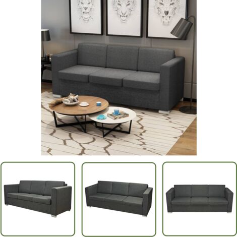 The Living Store 3-Sitzer Sofa Stoff Dunkelgrau - 3-Sitzer Sofa - Wohnlandschaft - Couch - Grau - Dunkelgrau
