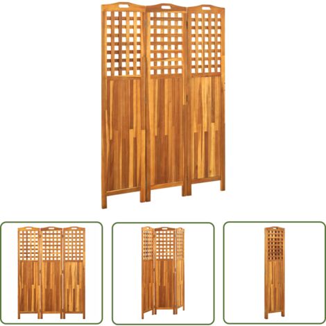 The Living Store 3-teiliger Raumteiler 121x2x170 cm Akazie Massivholz - Holz Raumteiler - Akzidenzholzklapper - Zimmerabtrenner - Wohnzimmerdeko - Gartenmöbel