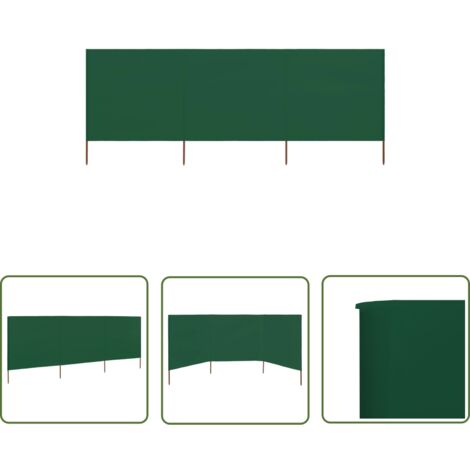 The Living Store 3-teiliges Windschutzgewebe 400 x 80 cm Grün - Windschutz - Sonnenschutz - Sichtschutz - Gartenzubehör - Outdoor Möbel