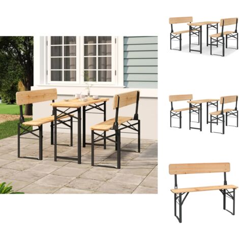 The Living Store 3-tlg. Biertisch-Set Klappbar Massivholz Tanne - Camping Tisch
