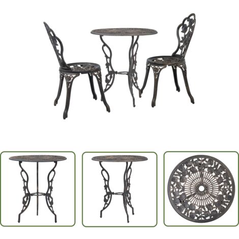 The Living Store 3-tlg. Bistro-Set Aluminiumguss - Bistro Set - Gartenmöbel - Esstisch - Gartenstühle - Aluminiumguss