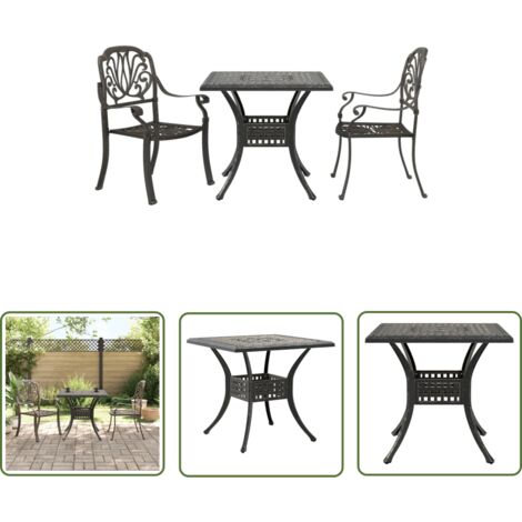 The Living Store 3-tlg. Bistro-Set Bronzen Aluminiumguss - Gartenmöbel - Bistro-Set - Esstisch - Stühle - Aluminium Möbel