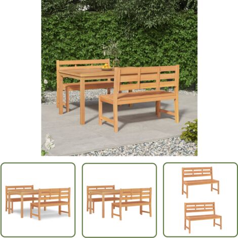 The Living Store 3-tlg. Garten-Essgruppe Massivholz Teak - Gartenmöbel - Essgruppe - Teakholz - Outdoor Möbel - Gartentisch