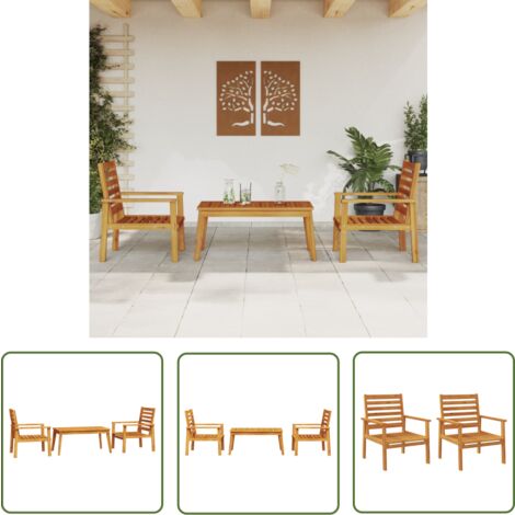 The Living Store 3-tlg. Garten-Lounge-Set Massivholz Akazie - Gartenmöbel - Loungesessel - Esszimmergarnituren - Holz Gartenmöbel - Akazienholzmöbel