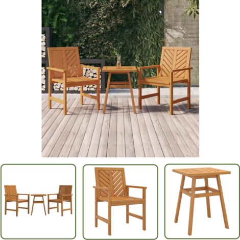 The Living Store 3-tlg. Garten-Lounge-Set Massivholz Akazie - Gartensofa - Holzsessel - Gartenmöbel Set - Akazienholzmöbel - Gartenloungesessel