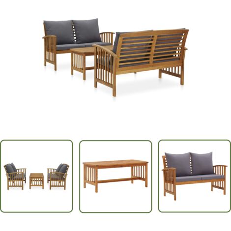 The Living Store 3-tlg. Garten-Lounge-Set mit Auflagen Massivholz Akazie - Gartensofa - Lounge Set - Holz Gartenmöbel - Esszimmergarnitur - Outdoor Furniture