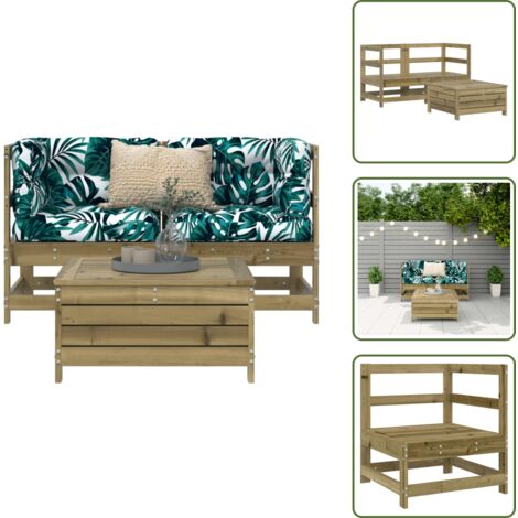 The Living Store 3-tlg. Garten-Sofagarnitur Kiefernholz Imprägniert - Gartensofas - Loungemöbel - Gartenlounge - Rattan Möbel - Holz Gartenmöbel