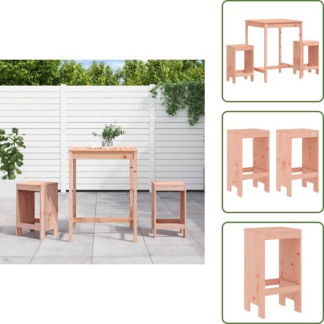 The Living Store 3-tlg. Gartenbar-Set Massivholz Douglasie - Gartentisch - Barhocker - Gartenmöbel - Outdoor Möbel - Holzmöbel