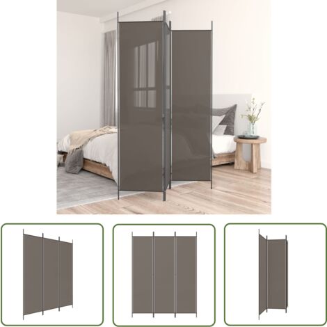 The Living Store 3-tlg. Paravent Anthrazit 150x200 cm Stoff - Paravent - Raumteiler - Trennwand - Zimmerteilung - Privacy Schutz