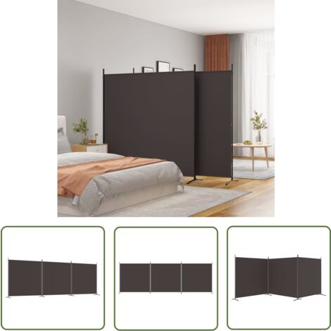 The Living Store 3-tlg. Paravent Braun 525x180 cm Stoff - Paravent - Raumteiler - Trennwand - Zimmerteilung - Privatsphäre