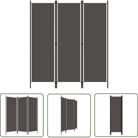 The Living Store 3-tlg. Raumteiler Anthrazit 150x180 cm - Raumteiler - Zimmerabtrennung - Sichtschutz - Textilscreen - Wohnzimmerdeko