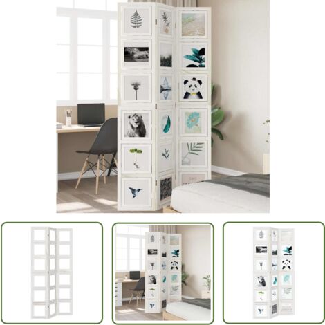 The Living Store 3-tlg. Raumteiler Weiß Massivholz Paulownia - Raumteiler - Holzparavent - Paulowniaholzhintergrund - Dekorationsmöbel - Privatsphäre Schaffen