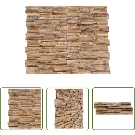 The Living Store 3D-Wandverkleidung 10 Stk. 1,01 m² Massivholz Teak - Wandverkleidung - Teakholzwand - Rustikaler Stil - Wohnzimmerdeko - Schlafzimmerdekor