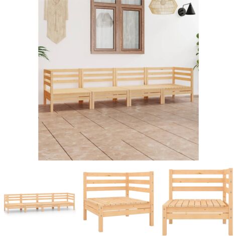 The Living Store - 4-tlg. Garten-Lounge-Set Kiefer Massivholz