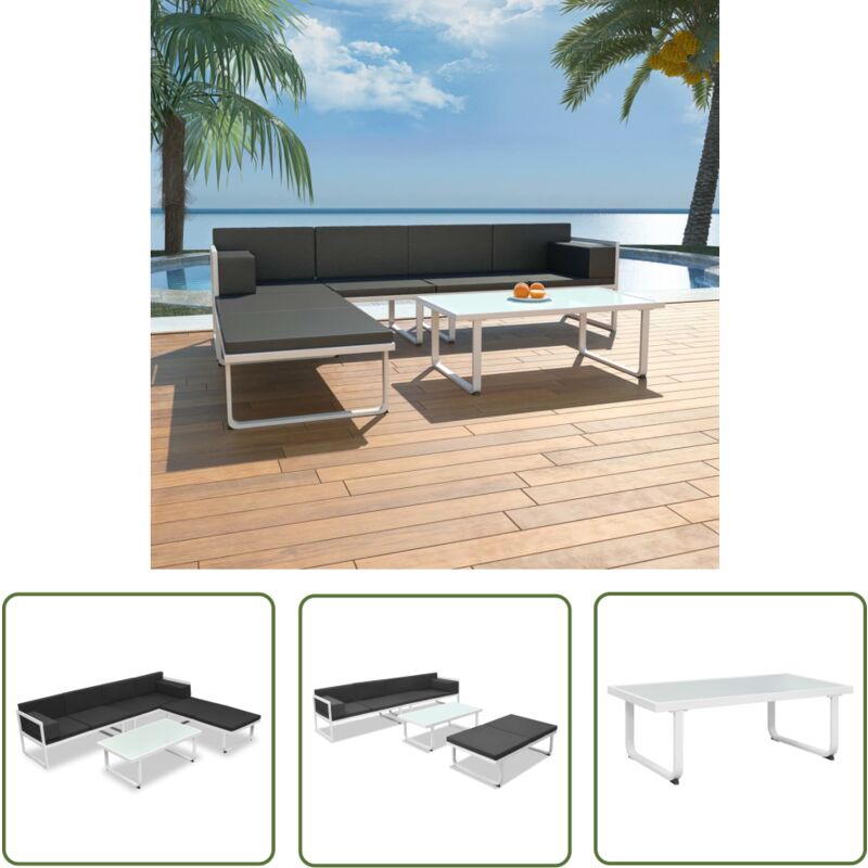 The Living Store 4-tlg. Garten-lounge-set Mit Auflagen Aluminium Schwarz - Gartenmöbel - Lounge-set - Outdoor Möbel - Alu-gartenmöbel - Garten Sofa - The Living