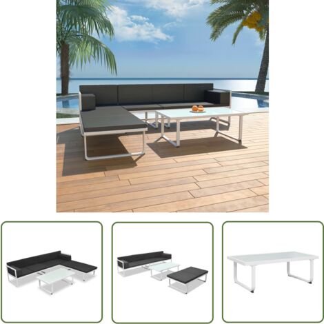 The Living Store 4-tlg. Garten-Lounge-Set mit Auflagen Aluminium Schwarz - Gartenmöbel - Lounge-Set - Outdoor Möbel - Alu-Gartenmöbel - Garten Sofa