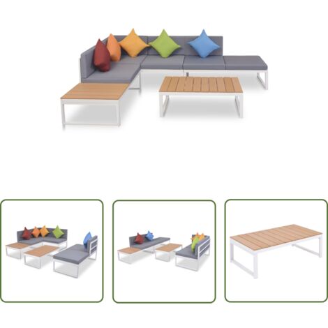 The Living Store 4-tlg. Garten-Lounge-Set mit Auflagen Aluminium und WPC - Gartenmöbel - Lounge-Set - Esszimmergarnitur - Outdoor Möbel - Terrassenmöbel