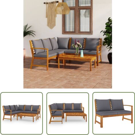 The Living Store 4-tlg. Garten-Lounge-Set mit Auflagen Massivholz Akazie - Gartenmöbel - Loungesessel - Outdoormöbel - Esszimmergarnitur - Holzsessel
