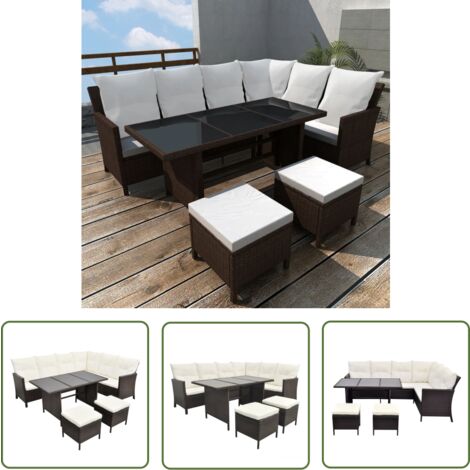 The Living Store 4-tlg. Garten-Lounge-Set mit Auflagen Poly Rattan Braun - Loungesessel - Gartenmöbel - Outdoor Möbel - Rattan Gartenmöbel - Esszimmergarnitur