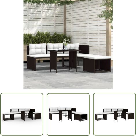 The Living Store 4-tlg. Garten-Lounge-Set Poly Rattan Braun - Gartenmöbeln - Lounge-Set - Outdoor Möbel - Rattan Gartenmöbel - Gartenmöbel Set