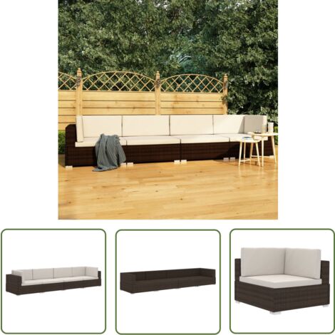 The Living Store 4-tlg. Garten-Sofagarnitur mit Auflagen Poly Rattan Braun - Outdoor Möbel - Gartenmöbel - Sofas - Rattan Möbel - Esszimmergarnitur