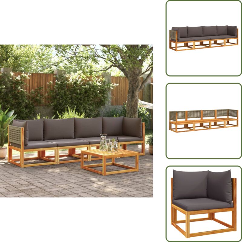 Vidaxl 4-tlg. Garten-sofagarnitur Mit Kissen Massivholz Akazie - Gartenmöbel - Esszimmergarnituren - Outdoor Möbel - Lounge Set - Rattan Sessel - The