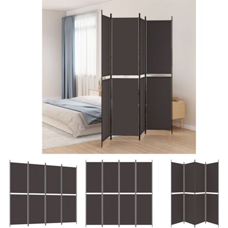 The Living Store 4-tlg. Paravent Braun 200x220 cm Stoff - Raumteiler