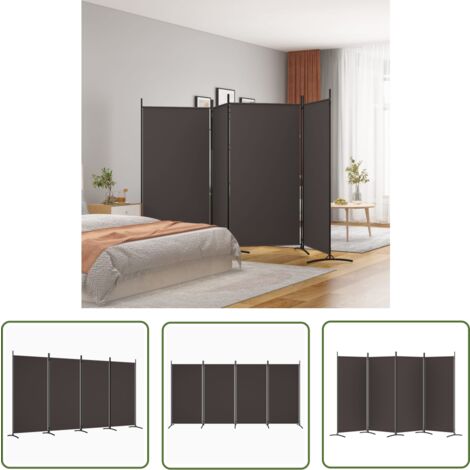 The Living Store 4-tlg. Paravent Braun 346x180 cm Stoff - Paravent - Raumteiler - Zimmerabtrennung - Sichtschutz - Möbel