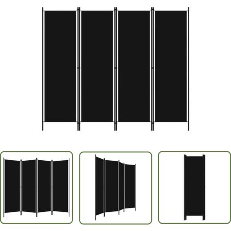 The Living Store 4-tlg. Raumteiler Schwarz 200x180 cm - Raumteiler - Zimmerteiler - Trennwandsystem - Sichtschutz - Dekorationsartikel