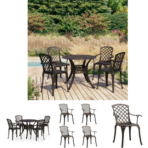 The Living Store - 5-tlg. Bistro-Set Aluminiumguss Bronzen