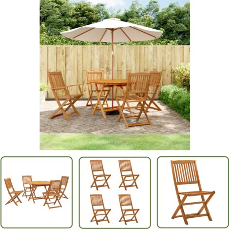 The Living Store 5-tlg. Garten-Essgruppe Massivholz Akazie - Gartenmöbel - Essgruppe - Gartentisch - Gartenstühle - Akazienholz